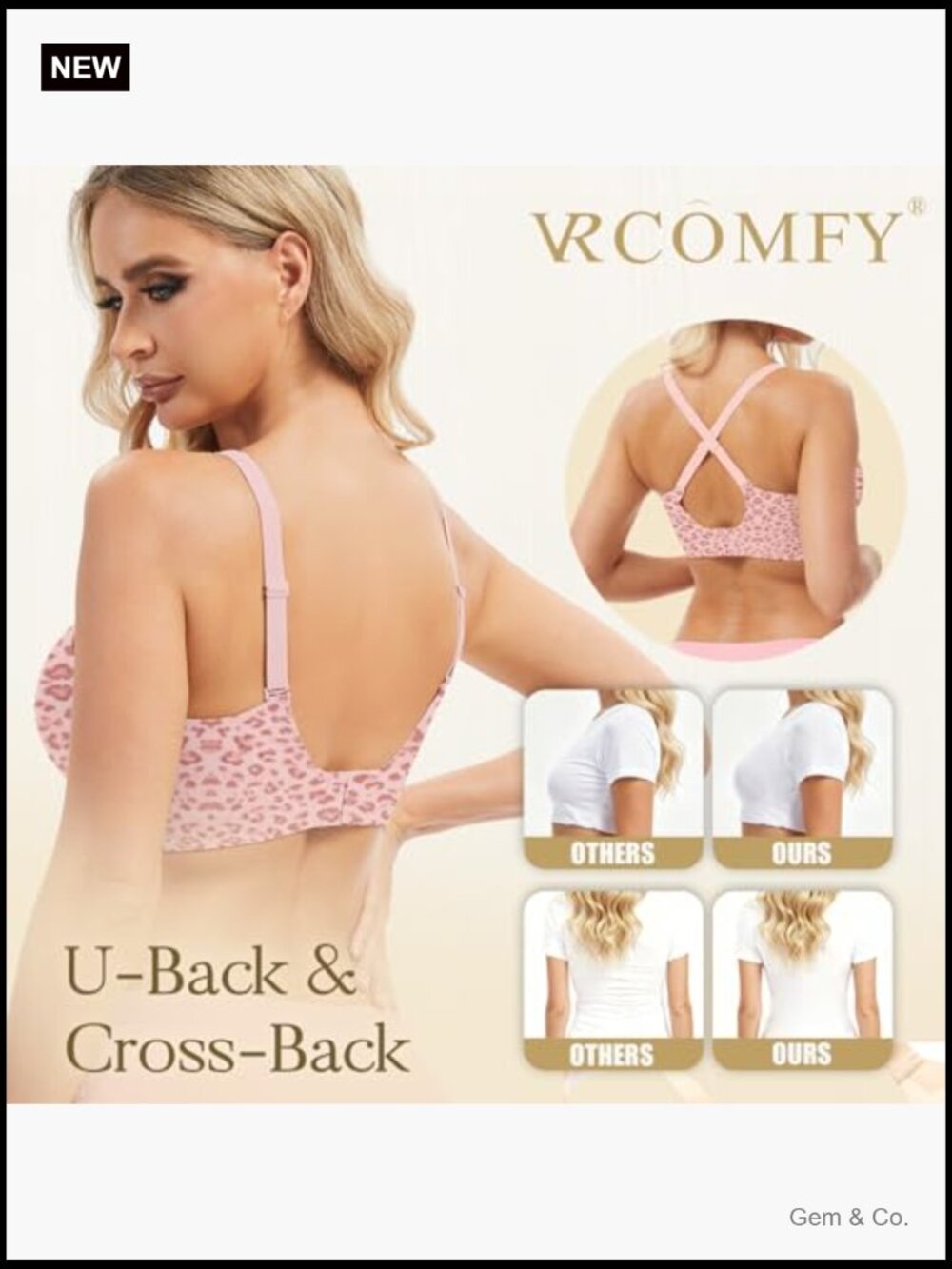 Wireless Plunge Bralette - Seamless Push Up Bra No Underwire View 3